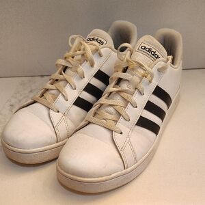 Adidas White Black Stripe Sneakers Mens Size 7